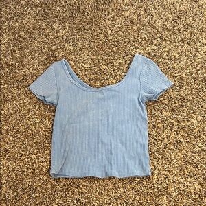 Wild Fable Light Blue Ribbed Crop Top
